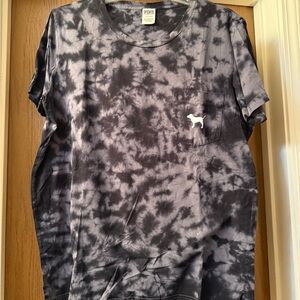 PINK Victoria's Secret Black Tie-Dye Women's Tee